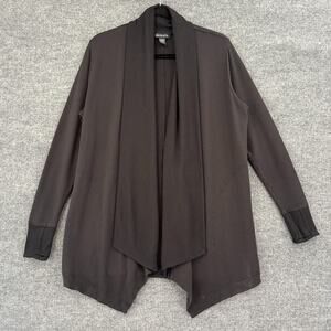 𝅺Athleta Open Front Cardigan Womens Small Black Shawl Collar Pockets Cozy Wrap